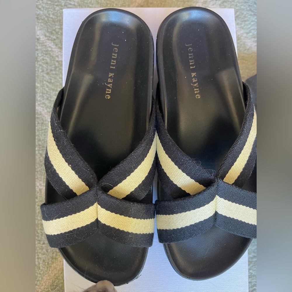Jenni Kayne Black and Cream Mules
